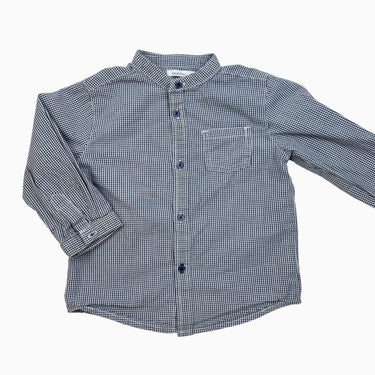 Chemise à col mao vichy marine 18M