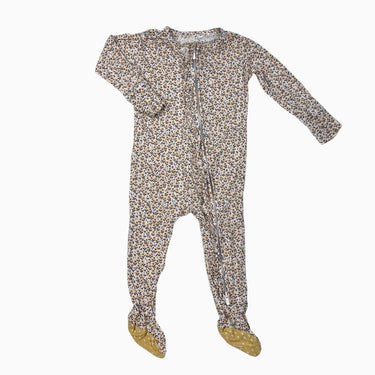 Pyjama vanille fleurs jaunes avec froufrou en bambou et spandex 12-18M