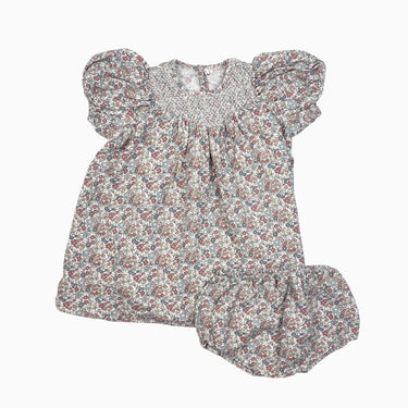 Robe avec bloomer fleuri avec smock 4-5Y
