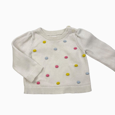 Pull blanc 'popcorn' coloré 6-12M
