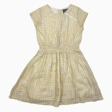 Robe jaune blé à imprimé vichy en coton léger doublé 7Y