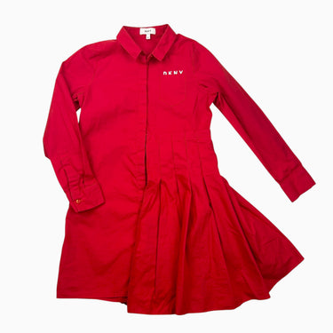 Robe rouge 'chemise' à plis 8Y