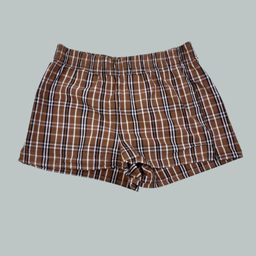 Short marron carreauté lilas en coton pour femmes S