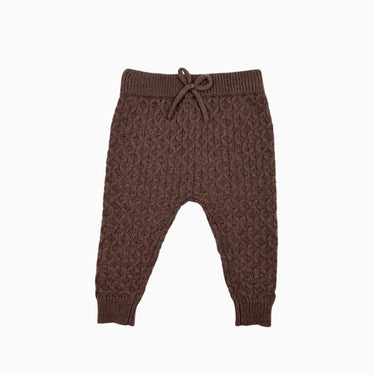 Pantalon marron en tricot d'acrylique et polyamide 6-12M