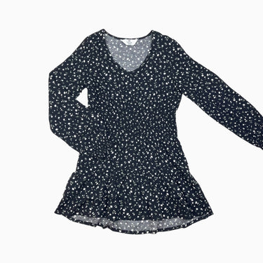 Robe noire en viscose fleuri 11-12Y