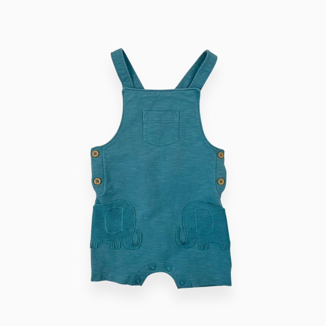Shortall aqua en coton et élastane avec poches éléphants 6-9M