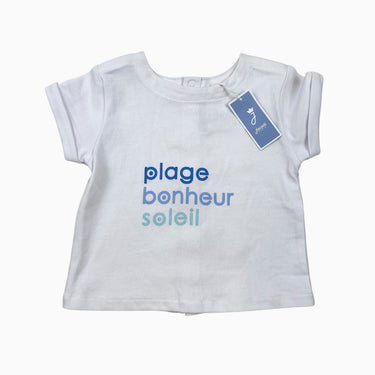 T-shirt blanc 'plage bonheur soleil' 12M