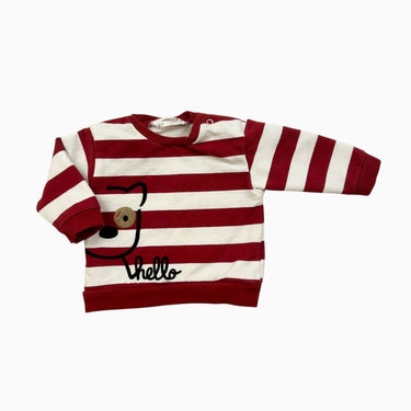 Pull à rayures rouges 'Hello' 0-1M