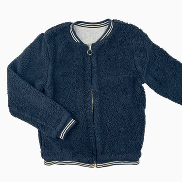 Veste marine en sherpa réversible grise 12Y