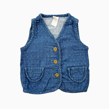 Veste sans manche en coton chambray 9-12M