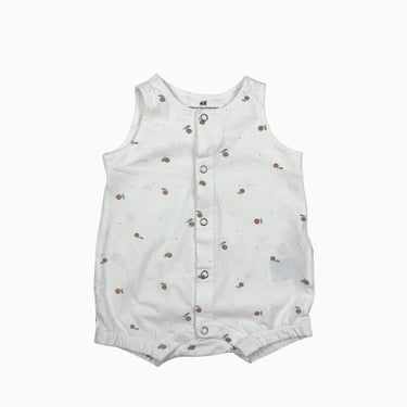 Barboteuse blanche 'tangerines' en coton bio 1-2M