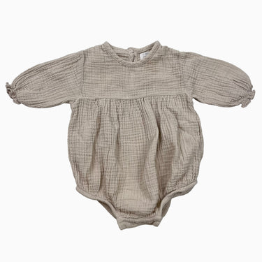 Barboteuse sable en mousseline de coton bio 0-3M