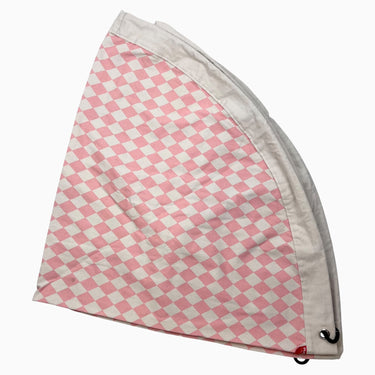 Sac de rangement/ tapis de jeu motif losange corail en canvas de coton diamètre 55’’