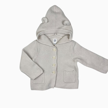 Veste à capuchon vanille en tricot 12-18M