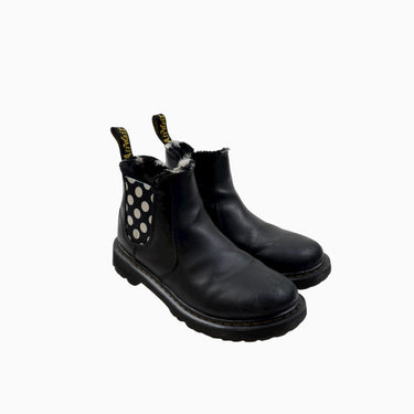 Bottes en cuir noires doublées 'polka dot' avec zip JR4US
