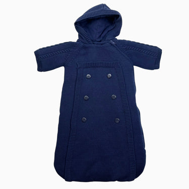 Chancelière marine en tricot laine et coton TU 0-6M