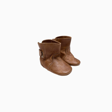 Bottines en cuir souples tan à velcro 18-19EU