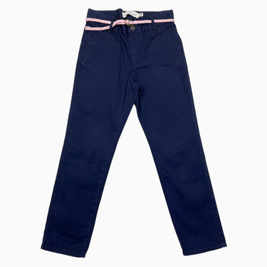 Pantalon marine avec ceinture tressée rose 5-6Y