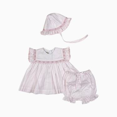 Robe avec bloomer et chapeau rose à smock 3M