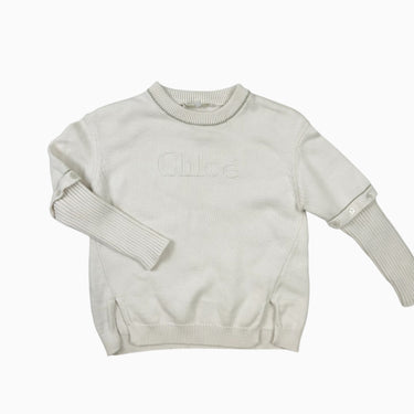 Pull crème en tricot coton avec manche amovible 8Y