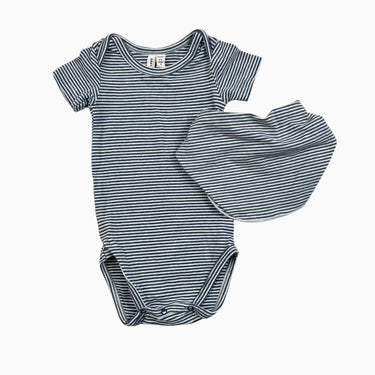 Cache-couche et bavoir en coton bio rayé 3-6M
