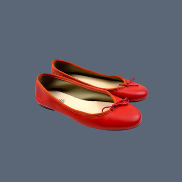 Ballerines orange-rouge en cuir fait en Italie pour femmes 37EU
