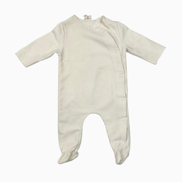 Pyjama crème en fin coton ouaté bio à pied NB