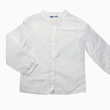 Blouse à col frisée blanche 4Y