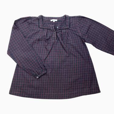 Blouse indigo carreauté rouge 12Y