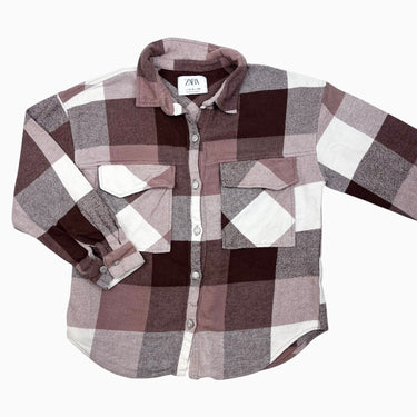 Chemise carreauté marron-rosé 11-12Y
