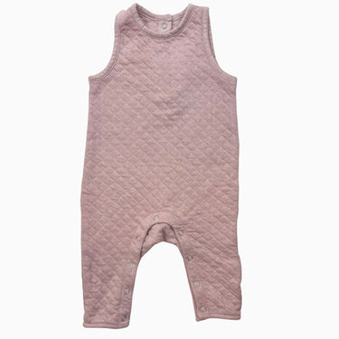 Combi sans manche vieux-mauve en coton matelassé 3-6M