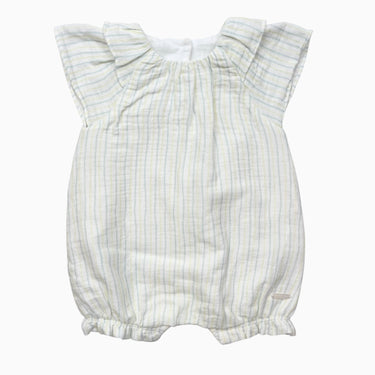 Combi short en mousseline rayures menthes et jaunes pastel 1-3M