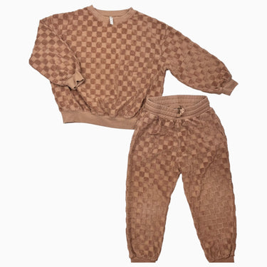 Ensemble pull et pantalon noisette à damiers 4-5Y