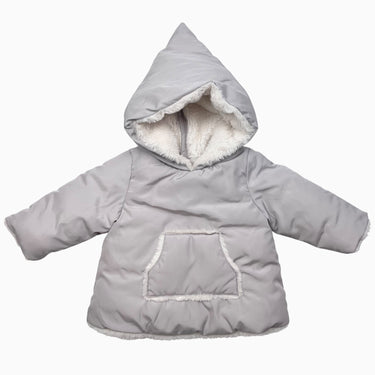 Manteau style anorak gris-lilas doublée en peluche 6-9M