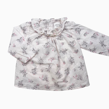 Blouse rose pale fleurie 9M