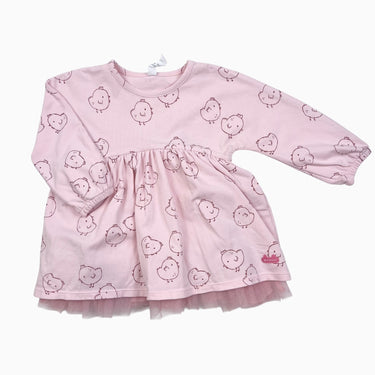 Robe avec cache-couche intégré 'poussins' et tulle 9-12M