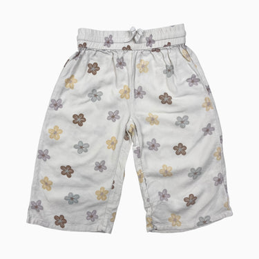 Pantalon léger vanille fleuri en lin et viscose 2-3Y