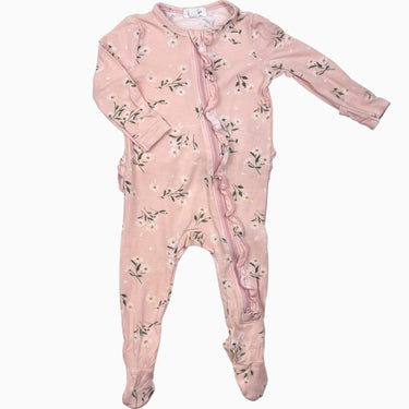 Pyjama rose 'marguerites' en bambou et spandex 6-9M