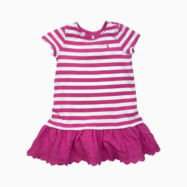 Robe à rayures roses bonbon et blanches 18M