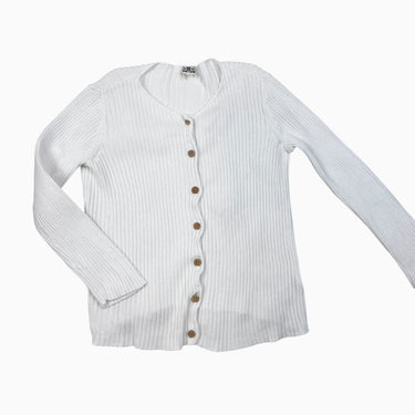Cardigan blanc en tricot de coton côtelé 8Y