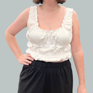 Camisole blanche satiné en viscose et poly pour femmes XL