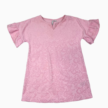Sortie de plage en ratine dévorée rose bubblegum 8Y
