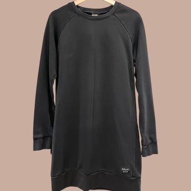 Pull noir 'tunique' en coton et poly recyclé pour femmes M
