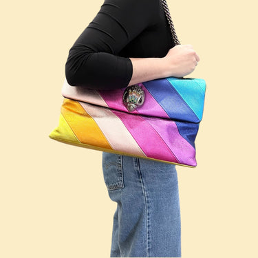 Sac à main 'Rainbow' en cuir métallique pour femmes 15" x 9.85" x 5.5"
