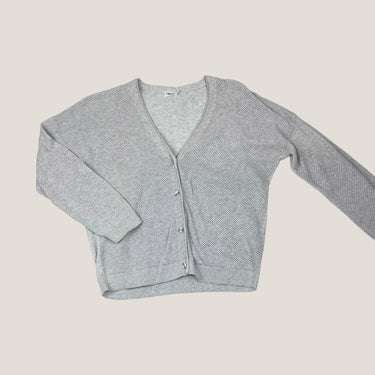 Cardigan gris cloud en coton bio crocheté pour femmes S