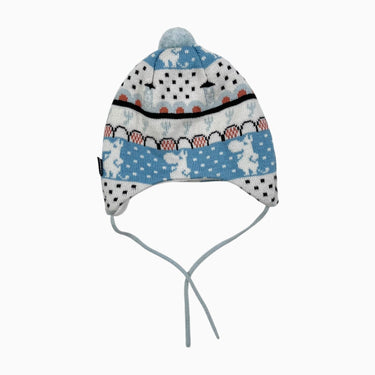 Tuque en tricot de laine et acrylique avec pompom 3-6M