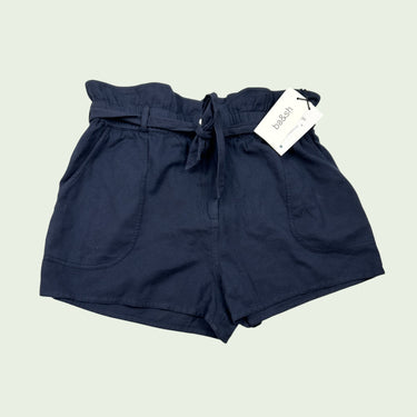 Short ceinturé marine en coton pour femmes L