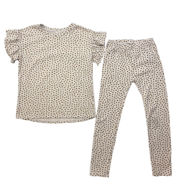 Ensemble t-shirt et legging beige tacheté caramel 8-9Y