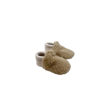 Pantoufles écru et beige en laine et mouton 12.5CM