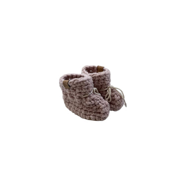Pantoufles roses pâles en tricot 10.5CM 3-6M